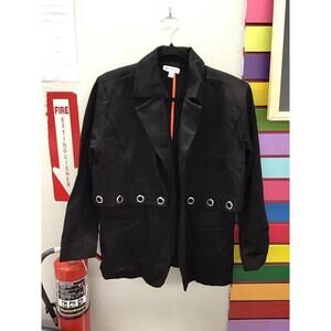 Sebastian grey 3-n-1 blazer crop jacket vest black size Large petite new JCP